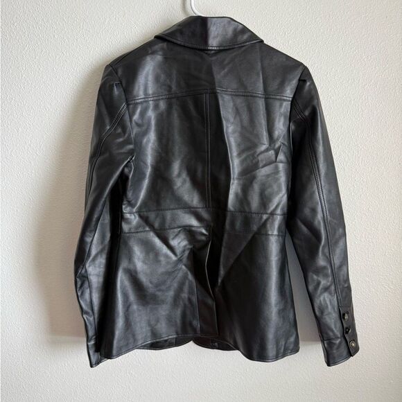 Steve Madden Women's Black Blazer Jacket Button Faux Leather Grunge Goth Medium - Picture 10 of 12